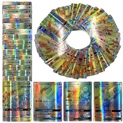 Juegos de Cartas Coleccionables, 100 pcs Cartas Brillantes, Cartas Fantásticas, Divertidas Tarjetas Flash, Cartas metalicas aleatorias, Cartas Raras, 