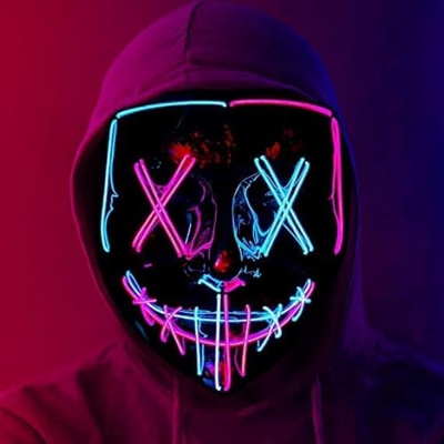 WENXIN Máscara LED de Halloween, máscara LED de terror, máscara de purga, máscara LED con 3 modos de flash para juegos de disfraces, festivales y fies