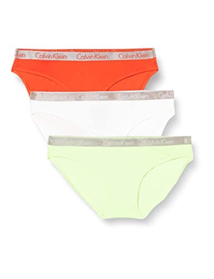 Calvin Klein 3Pk Bikini Style Underwear, Energy/White/Samba, S para Mujer