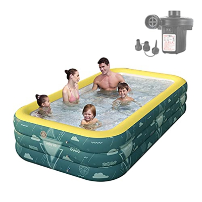 Piscina Inflable con Bomba De Aire, Piscinas Familiares Para Niños De Tamaño Completo, Piscina Sobre El Suelo Rectangular, Piscina Inflable Grande Par