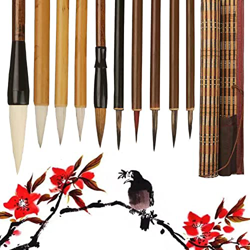 10Pcs-Set Pinceles Caligrafía China Cepillo Caligrafía China Kanji Japonés Sumi Dibujo Pincel Pinceles De Escritura Cepillo Chino Pinceles Tinta Profe características