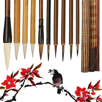 10Pcs-Set Pinceles Caligrafía China Cepillo Caligrafía China Kanji Japonés Sumi Dibujo Pincel Pinceles De Escritura Cepillo Chino Pinceles Tinta Profe