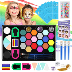 Pinturas Cara para Niños, 48 PCS Pintacaras Infantil con Tatuajes Purpurina, Pintura Facial Cara Niños Hipoalergenica Maquillaje Carnaval Halloween Re en oferta