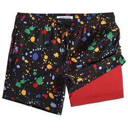 MaaMgic 2 en 1 Bañador Hombre con Forro de Compresión 4 Way Stretch con Forro Corto con Bolsillo Playa Natación Surfing,Lluvia de Colores,M en oferta