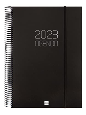 Finocam - Agenda 2023 Espiral Opaque 1 Día Página Enero 2023 - Diciembre 2023 (12 meses) Negro Español, DIN A4 - E40-210x297 mm