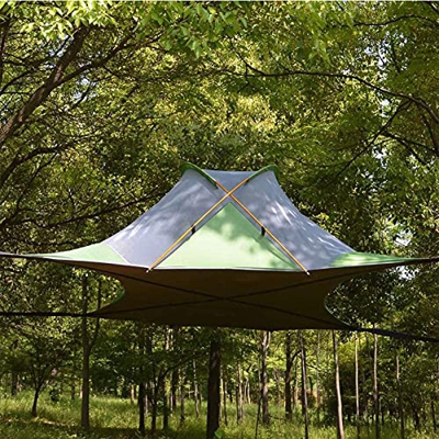 ZIRUIGONG Tienda de campaña para Colgar en la casa del árbol Hamaca para Acampar para 2 Personas, con Gasa y Cubierta para la Lluvia, fácil de Instala