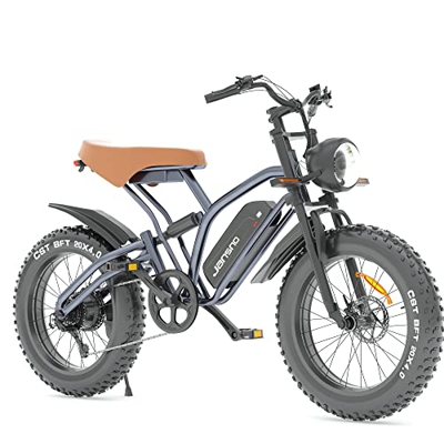 JANSNO Bicicleta Eléctrica 20" x 4.0 Fat Tire, Shimano 7vel, Frenos hidráulicos XOD Delanteros y Traseros, Bicicleta eléctrica para Adultos, batería e