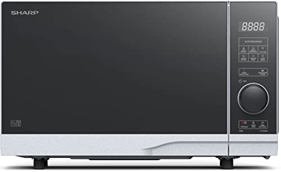 SHARP YC-PS204AE-S - Microondas (700 W, 20 L, 10 niveles de potencia, función eco, descongelación, seguridad infantil), color plateado y negro