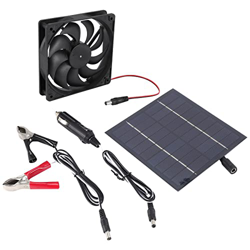 Jufjsfy Ventilador con Ventilador de Panel Solar de 10W Ventilador para Perro Pollo Invernadero Techo RV características