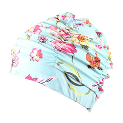 DASNTERED Sombreros de natación, mujeres moda plisada piscina flor impresa adulto baño largo pelo natación Cap para deportes acuáticos (2) precio