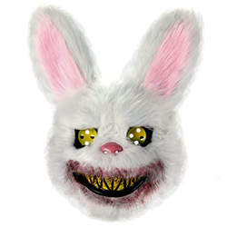 UNOLIGA Máscara de Conejo Animal Realista, Caretas Halloween Miedo, Máscara de Terror Máscara de Conejo Peludo para Niño Adulto, Máscara Divertida par características