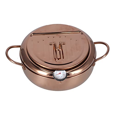 Freidora Tempura Japonesa,Freidora de Acero Inoxidable,Olla de Comida,Gran Capacidad de 3,4L con Termómetro Antiadherente Profundo,Olla de Comida con 