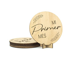 CONTRAXT Tarjetas cumple meses bebe madera español. Carteles tarjetas cumplemeses bebe primer año español Regalos originales padres primerizos bebes r precio