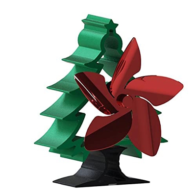 MAIES Fireplace Fan Christmas Tree Fireplace Fan 5-Blade Heat Powered Stove Fan Burner Eco Fan Quiet Home Fireplace Fan Less Consumption, More Efficie
