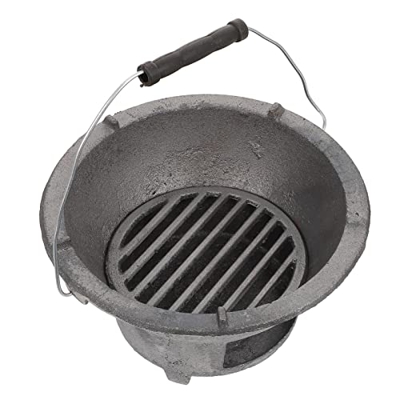 Operitacx Mini Parrilla de Carbón Estufa de Camping Estufa de Barbacoa Portátil de Hierro Fundido Parrilla Hibachi Japonesa Parrilla Yakitori Parrilla