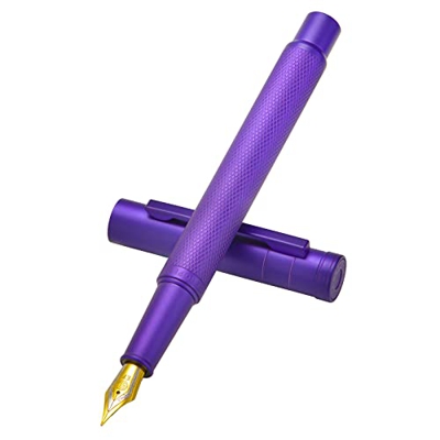 Juego de pluma estilográfica Purple Forest de plumín mediano, diseño clásico con convertidor y estuche de metal de Hongdian