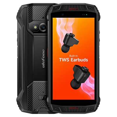 Smartphone Resistente Ulefone Armor 15 (Auriculares TWS Integrados), Android 12, Altavoces Estéreo Dobles, 5,45'' HD+ IP68 Teléfono Antigolpes, Helio 