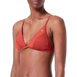 PUMA Swimwear Ribbed Triangle Top Parte Superior de Bikini, Color marrón, XS para Mujer en oferta
