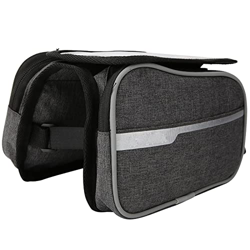 Vifemify Bolsa de arnés Frontal Hecha con Lona para Bicicleta de montaña, Equipo de Ciclismo, Bolsa de Tubo de sillín con Orificio para Auriculares y  en oferta