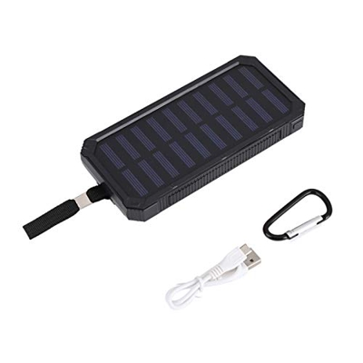 Uadme 20000mAh Banco de energía Banco de energía Solar portátil Cargador de batería Externo con luz LED de 6 Piezas(Negro)
