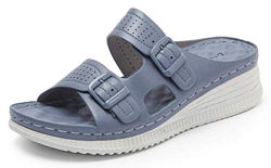 ChayChax Mujer Chanclas de Cuña Verano Plataforma Sandalias con Punta Abierta Casual Zapatillas de Playa Antideslizante,Azul 40,Donna precio
