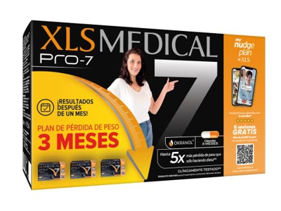 XLS Medical Pro-7 Pack Triplo - Resultados en 1 mes, con 7 Beneficios, 3 Sesiones de Servicio de Nutricionista con mynudgeplan, Origen Natural, 180 co