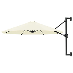 Sombrilla de pared, Mogou Parasoles Jardin, Sombrillas Jardin, Parasol Terraza, Sombrillas Terraza, Parasol Playa, con barra de metal 300 cm arena en oferta