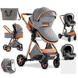 Sistema de Viaje 3 en 1 Silla de Paseo Cochecito de Bebé 3 en 1 Carrito con Capazo para Recién Nacido Cochecito de Viaje Portátil Plegable con Paisaje características