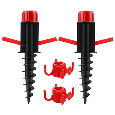 Whisverse 2 anclajes de arena para sombrilla de playa, soporte para sombrilla al aire libre para todos los paraguas, soporte para tornillos para céspe