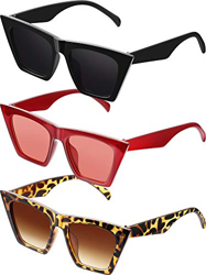 Frienda 3 Pares Gafas de Sol de Ojos de Gatos de Cuadradas Vintage Gafas de Sol de Ojos de Gato de Unisexo Pequeña Moda en oferta