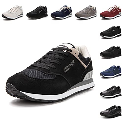Zapatillas de Running Hombre Mujer Zapatos Deporte Transpirable Zapatos para Correr Casual Deportivas Ligero Sneakers Gimnasio Calzado Negro Blanco EU