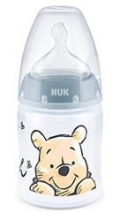 NUK First Choice+ - Biberón de Disney Winnieh the Pooh, 0 – 6 meses, Indicador de temperatura, 150 ml, Válvula anticólicos, Sin BPA, Tetina de silicon características