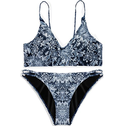 Nogigit Bikinis Mujer 2022, Bikini Brasileño Deportivo Push Up Retro Empuja hacia Arriba Dos Piezas Acolchadas Lunares/Rayas/Cristal Impresa Ropa de P en oferta