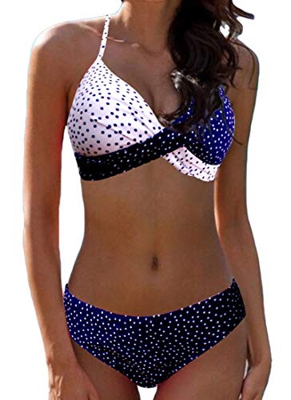 CheChury Conjuntos de Bikini 2 Piezas Sexy Mujer Push Up Escotado por Detrás Bikini Moda De Bloque de Color de Empalme Estampado Dividido BañAdores