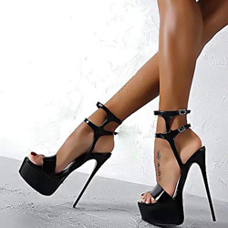 DQS Sandalias de tacón Alto de Cuero, Zapatos de Stripper de 16 cm, Zapatos Sexis de Verano para Fiesta de Boda, Sandalias con Plataforma de Gladiador características