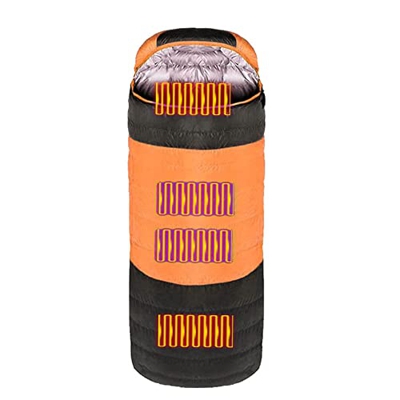 Saco de dormir con calefacción eléctrica, carga USB, saco de dormir resistente al frío, 3 ajustes de temperatura, impermeable y resistente al frío, pa