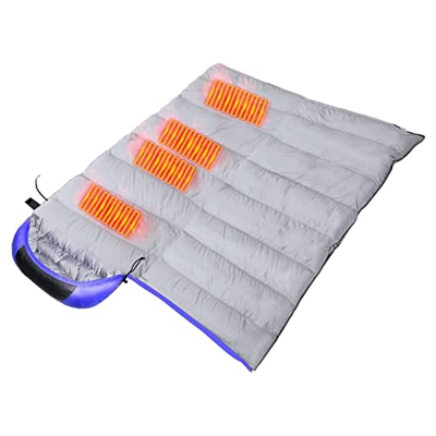 Harilla Dormir portátil con calefacción USB Impermeable Dormir de Invierno Suave cálido para mochilero Invierno Senderismo Camping al Aire, Azul