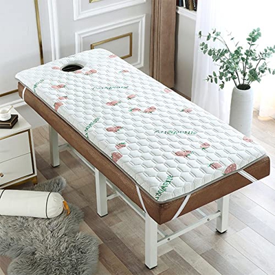 KKCD Colchón De Salón De Belleza con Cabeza Cuadrada Mesa De Masaje Cubrecolchón De Espuma Viscoelástica con Banda Elástica Tatami Futón Almohadilla P