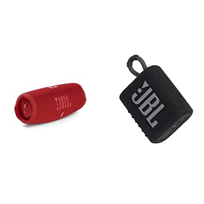 JBL Charge 5 – Altavoz inalámbrico portátil con Bluetooth y batería integrada + GO 3 Altavoz inalámbrico portátil con Bluetooth, Resistente al Agua y