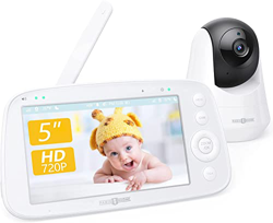 Vigilabebés Video, 5 ''/720P Baby Monitor con Cámara, FHSS NO WiFi, conversación bidireccional,detección de Movimiento y Sonido, visión Nocturna infra en oferta