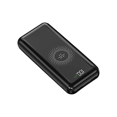 XUnion #85J1Tg Banco de energía portátil 20000Mah Cargador portátil inalámbrico con enchufe de CA incorporado 4 salidas USB-C USB-A y Qi LCD Display, 