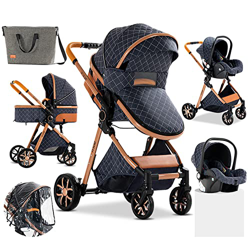 Sistema de Viaje 3 en 1 Carrito con Capazo Cochecito de Bebé 3 en 1 Silla de Paseo para Recién Nacido Cochecito de Viaje Portátil Plegable con Paisaje en oferta