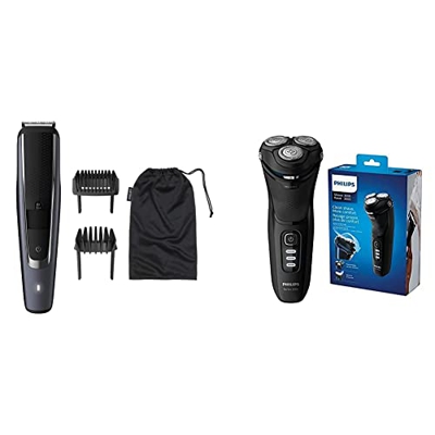 Philips BT5502/15 BEARDTRIMMER Series 5000 - cortadora de pelo y maquinilla Recargable - Afeitadora Negro & Shaver Series 3000 Wet
