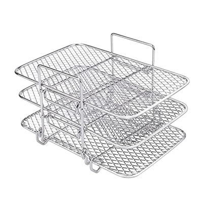 Genérico Accesorios for freidora de Aire, Estante deshidratador Multicapa de Acero Inoxidable Compatible con freidora de Aire Ninja Dual DZ201 / DZ401
