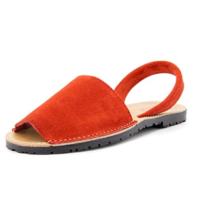 ZAPSHOP, Sandalias Menorquinas para Mujer, de Gamuza, Cómodas, Suela Fina, Sandalias de Moda, Plantilla Suave Hecho en España, Españolas, Talla desde 