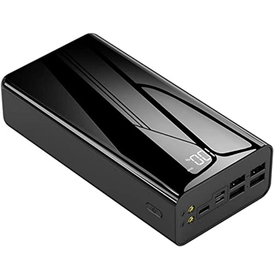 Portable Mobile Power Bank 100000mAh with 4 USB LED Digital Display External Battery Charger Powerbank for Smartphone with Cable Black