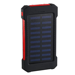 Solar Power Bank Waterproof 30000mAh Solar Charger USB Ports External Charger Powerbank for Xiaomi 5S Smartphone with LED Light Red en oferta