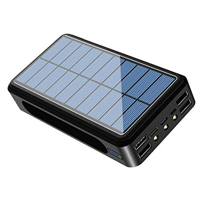 80000mAh Solar Wireless Power Bank Phone Charger Portable Outdoor Travel Emergency Charger Powerbank for Xiaomi Samsung iPhone Black