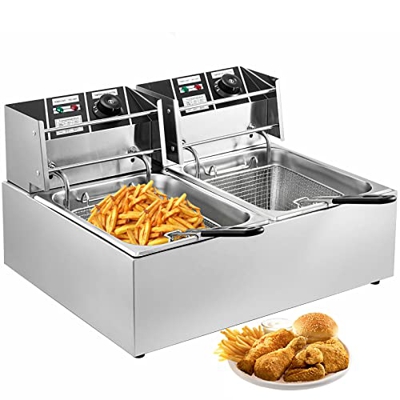 Zgsalvation Freidora eléctrica Comercial de 12L Freidora de Grasa Profunda de 5000W, Calentamiento rápido 60-200 ℃ Ajustable y fácil de Limpiar para P