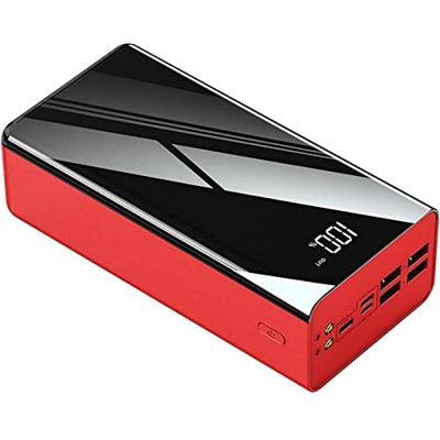 Portable Mobile Power Bank 100000mAh with 4 USB LED Digital Display External Battery Charger Powerbank for Smartphone with Cable Red